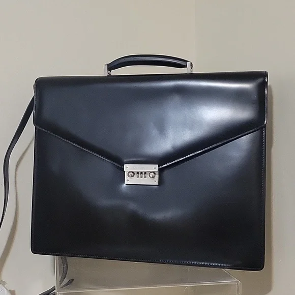 Salvatore Ferragamo Black Leather Briefcase - Picture 1 of 11